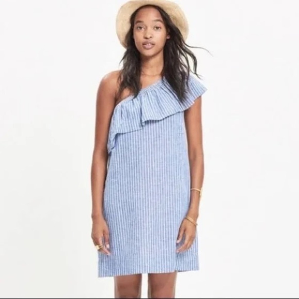 Madewell Striped One Shoulder Dress